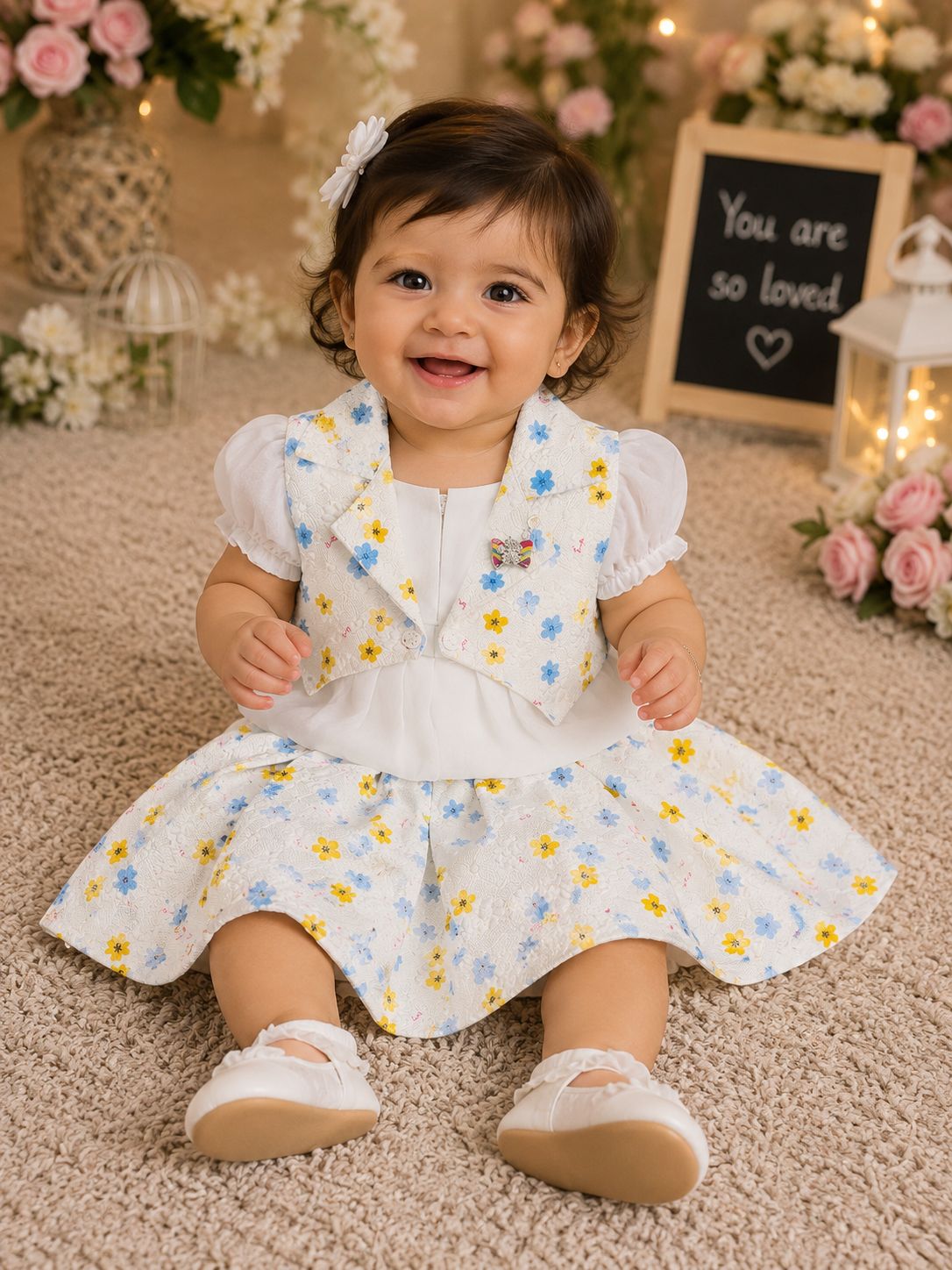 Daisy Bloom Embossed Party Skirt Set
