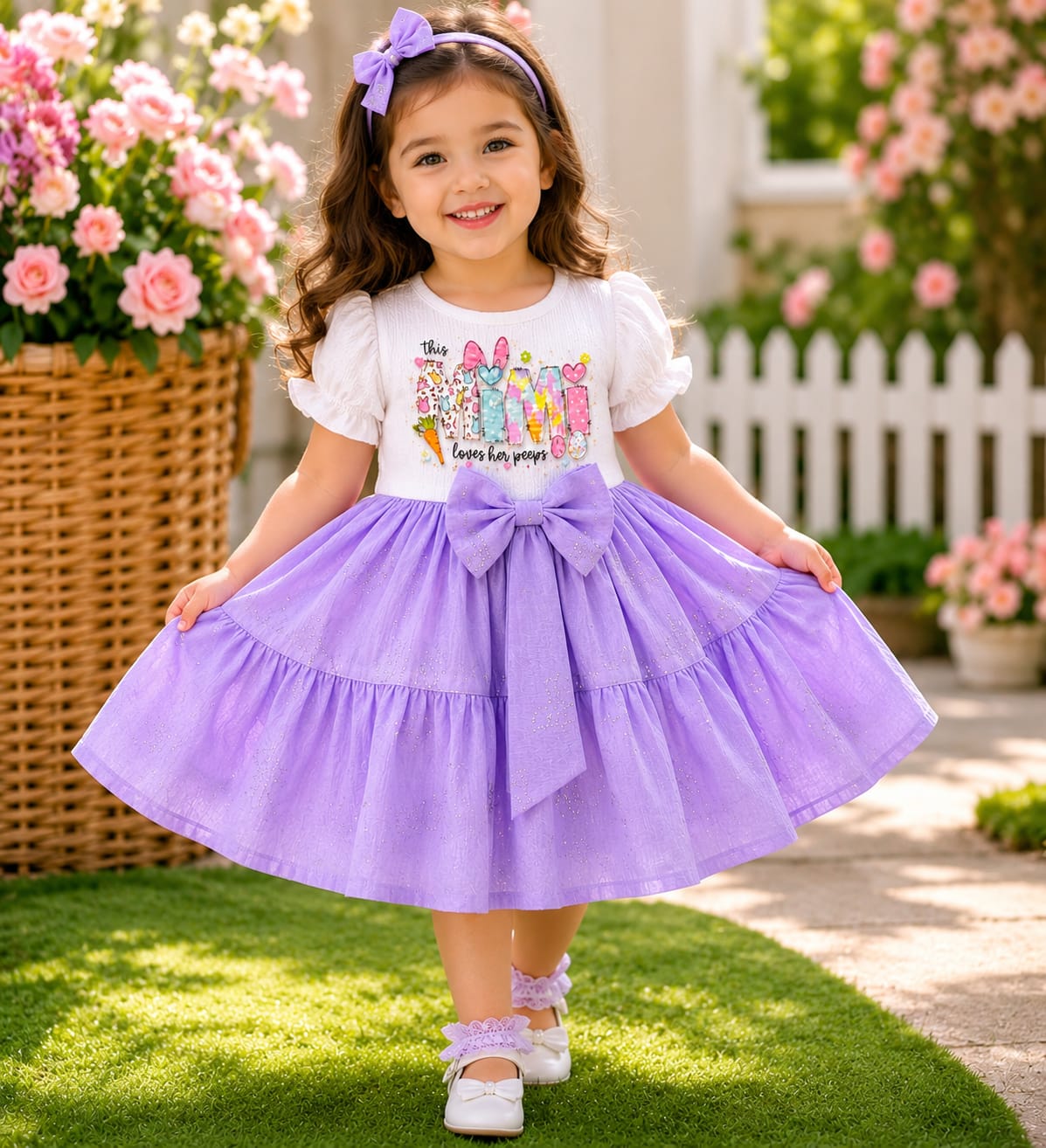 Munchkins Lavender Bunny Bow Dress