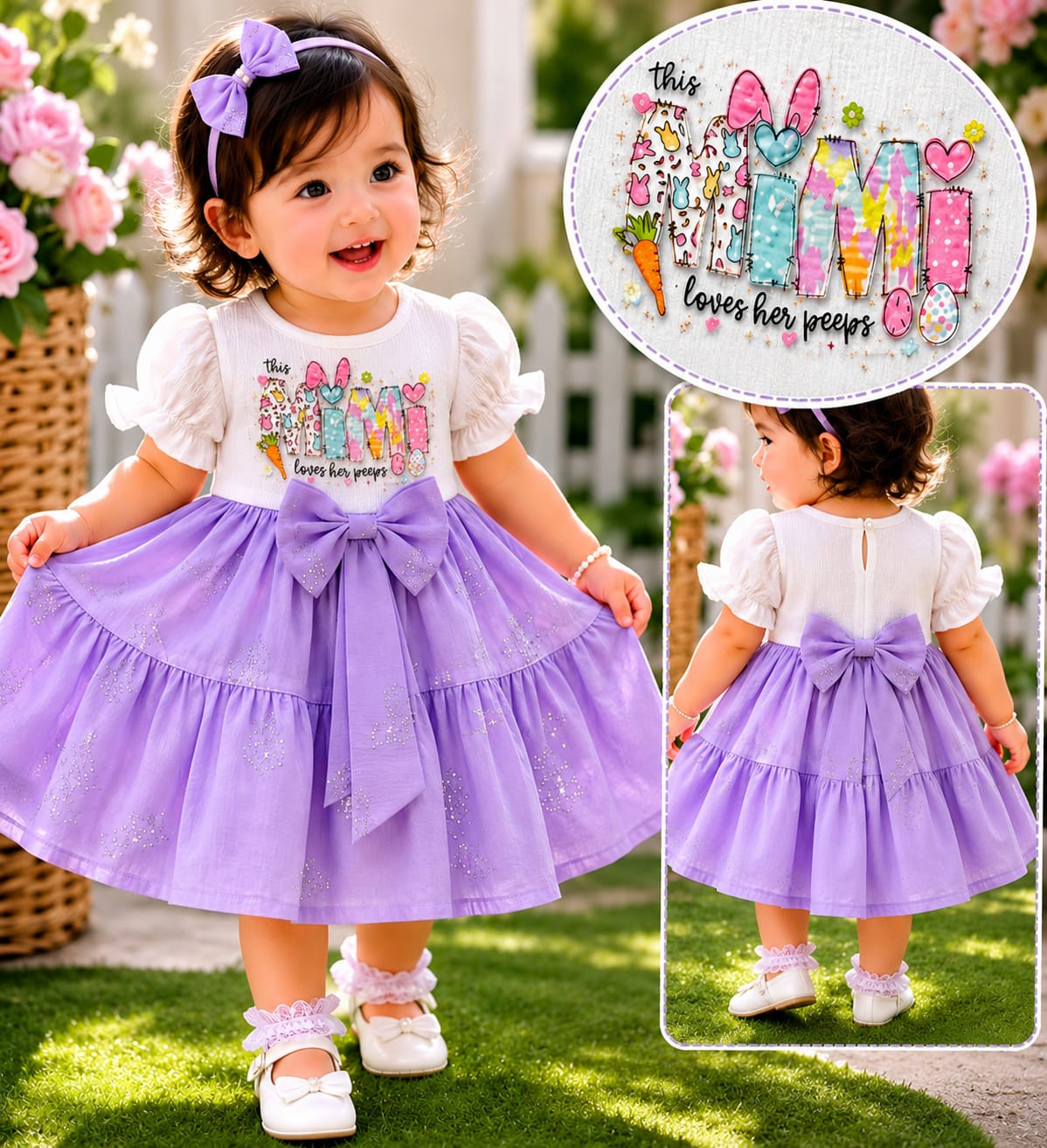 Munchkins Lavender Bunny Bow Dress