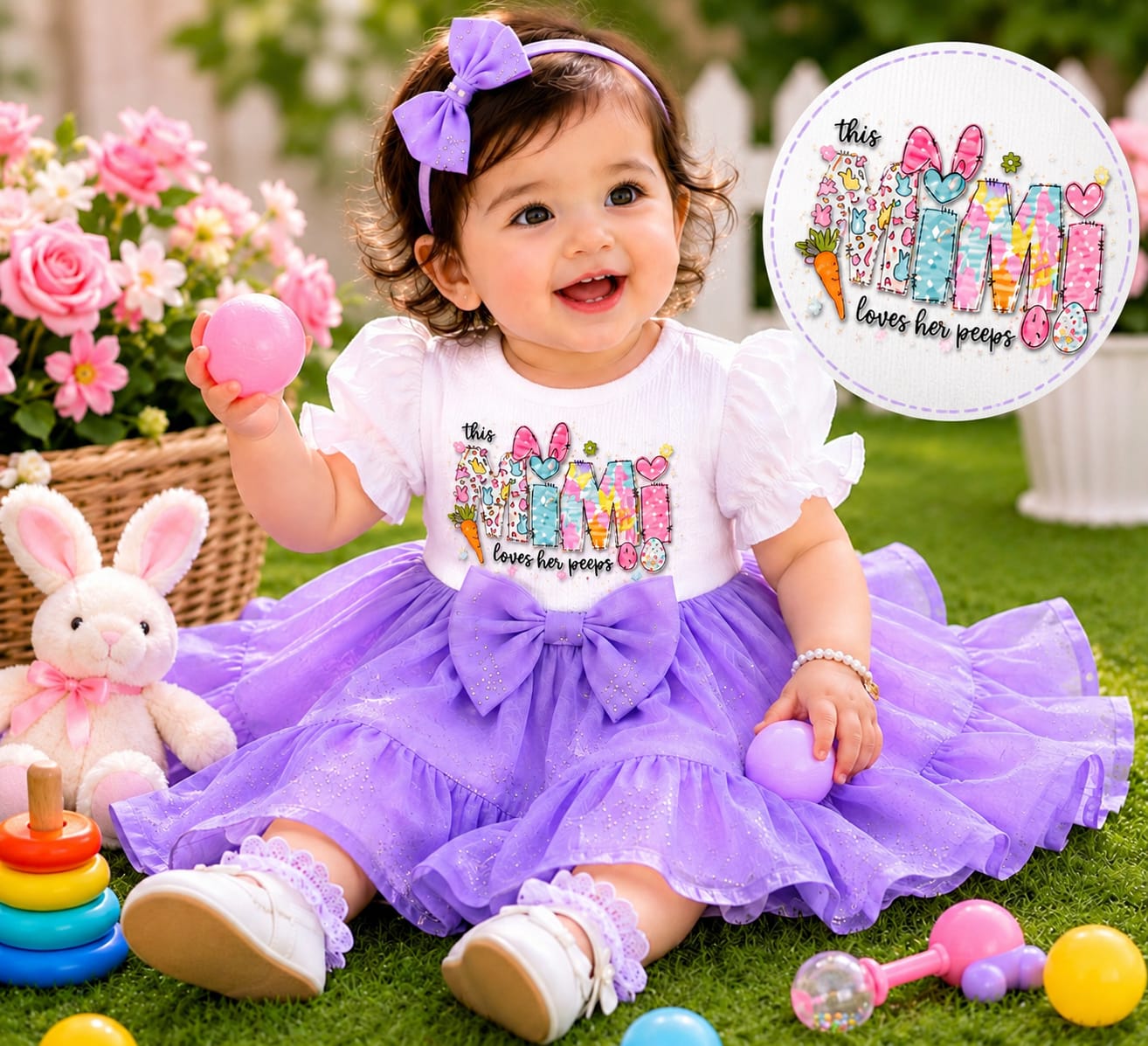 Munchkins Lavender Bunny Bow Dress