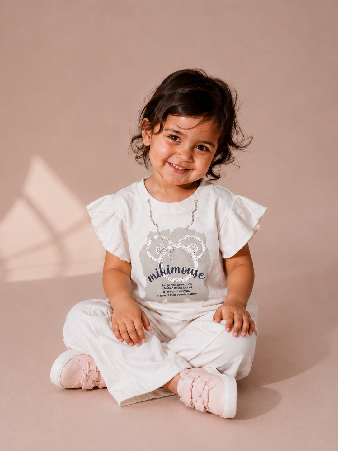 Girls Premium Printed Top & Wide Leg Pants Co-Ord Set