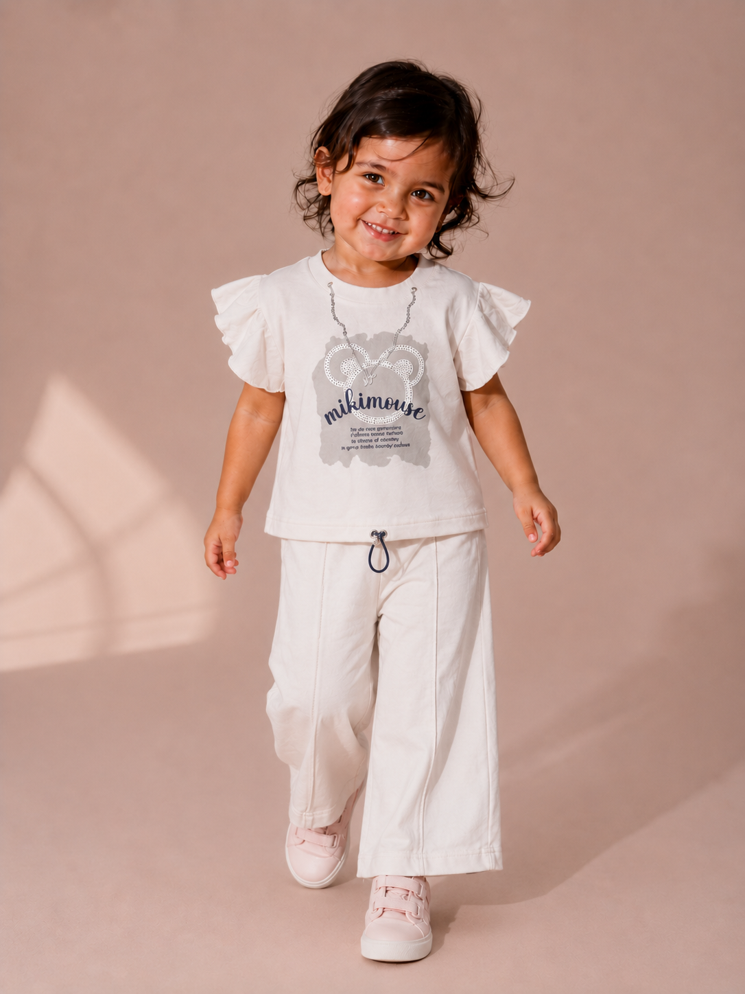 Girls Premium Printed Top & Wide Leg Pants Co-Ord Set