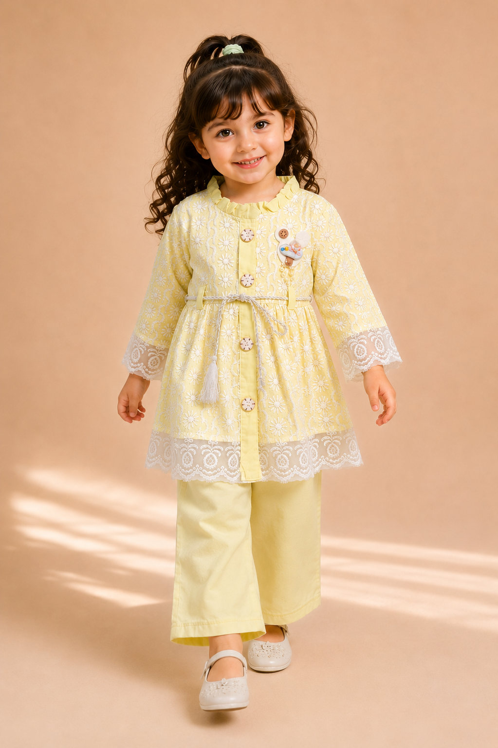Girls Premium Embroidered Kurti & Palazzo Pants Set