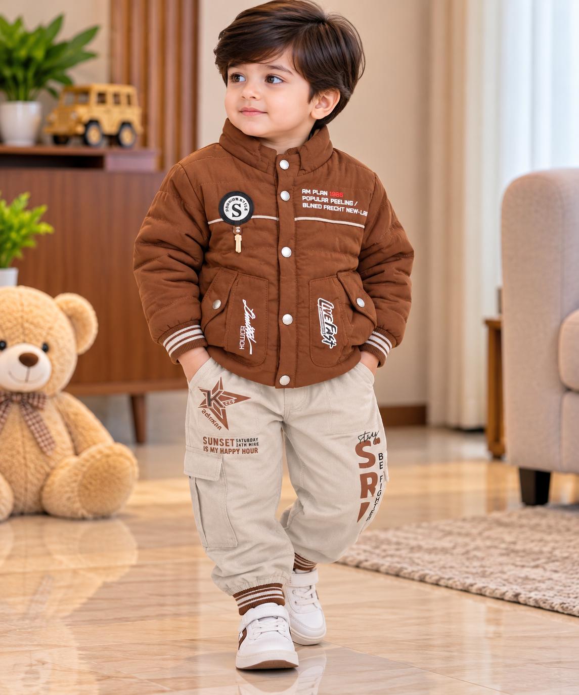 Boys Premium Winter Jacket & Trouser Set – 3 Colors