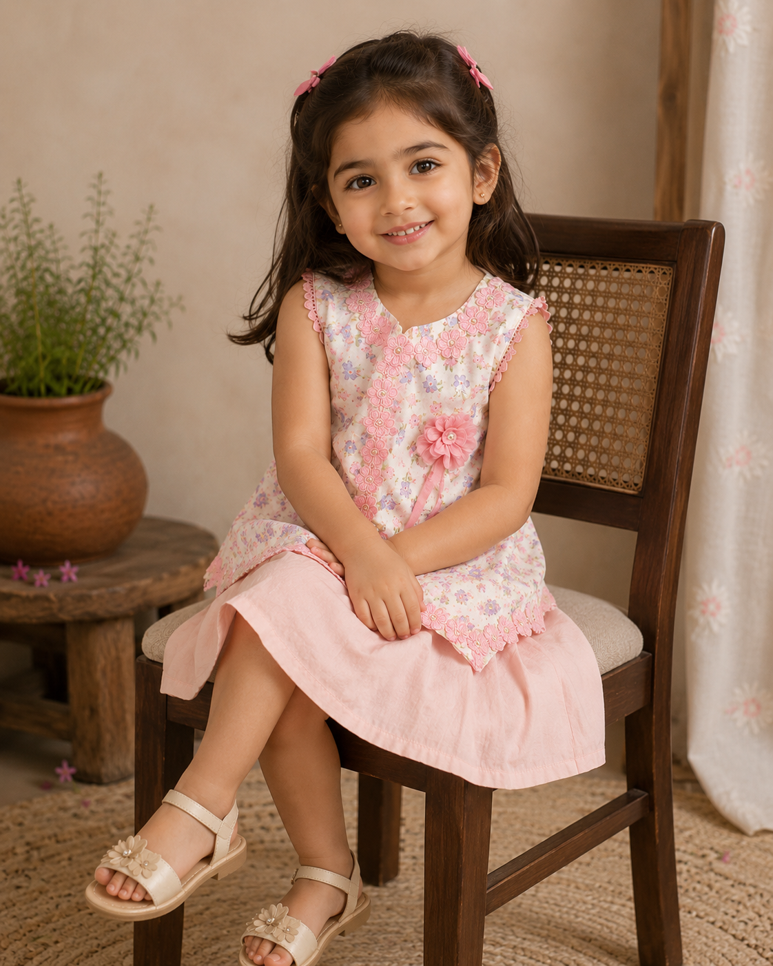 Girls sleeveless top with flared skirt