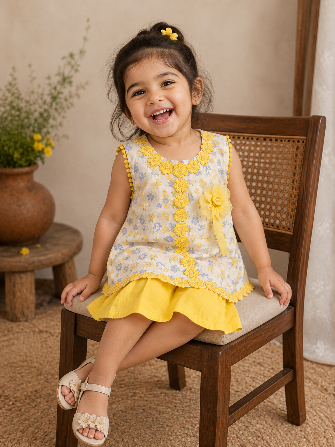Girls sleeveless top with flared skirt