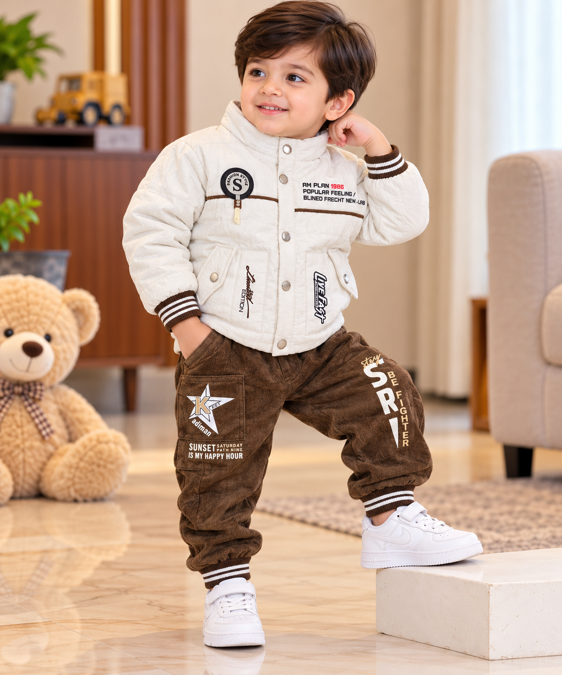 Boys Premium Winter Jacket & Trouser Set – 3 Colors