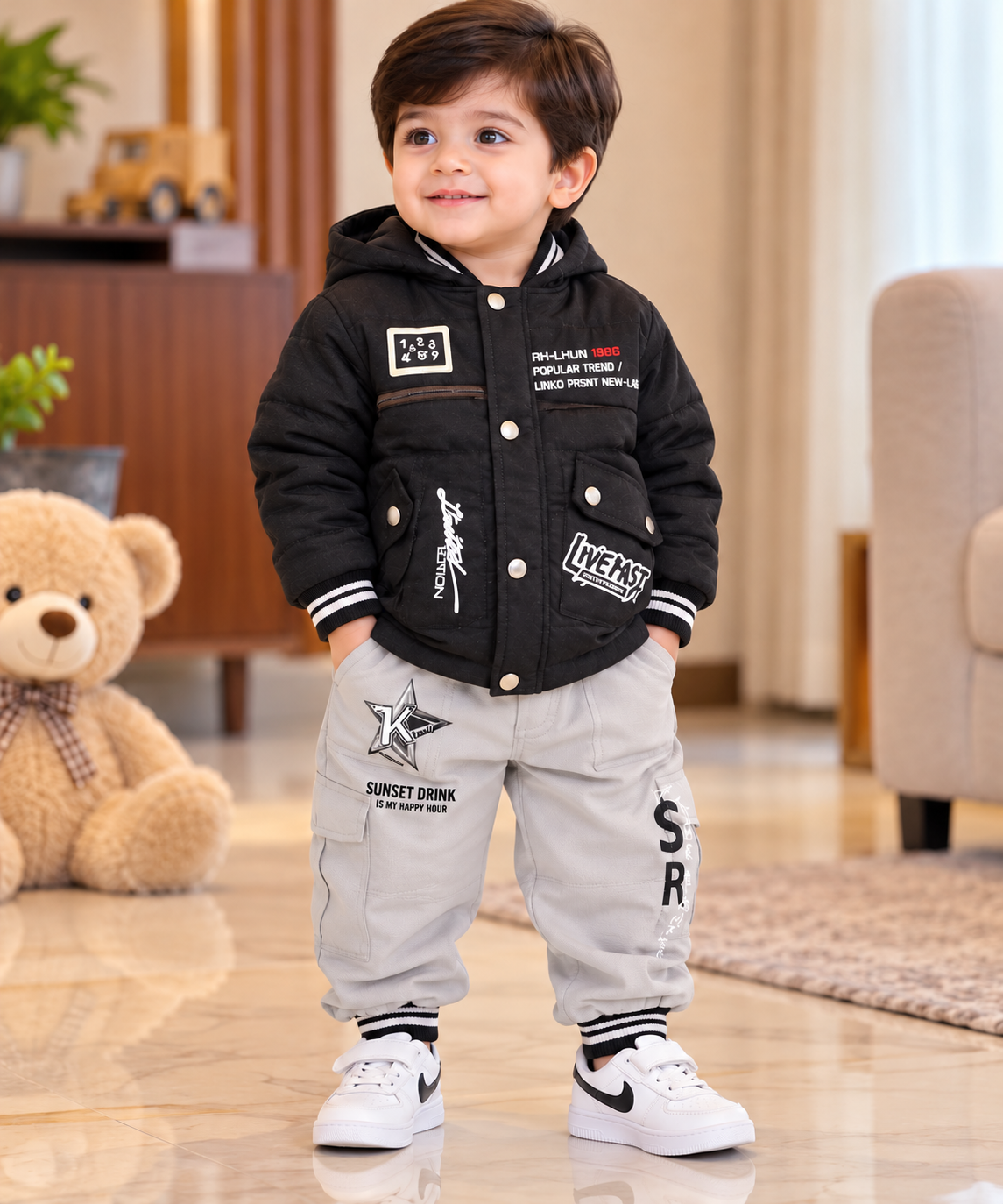 Boys Premium Winter Jacket & Trouser Set – 3 Colors