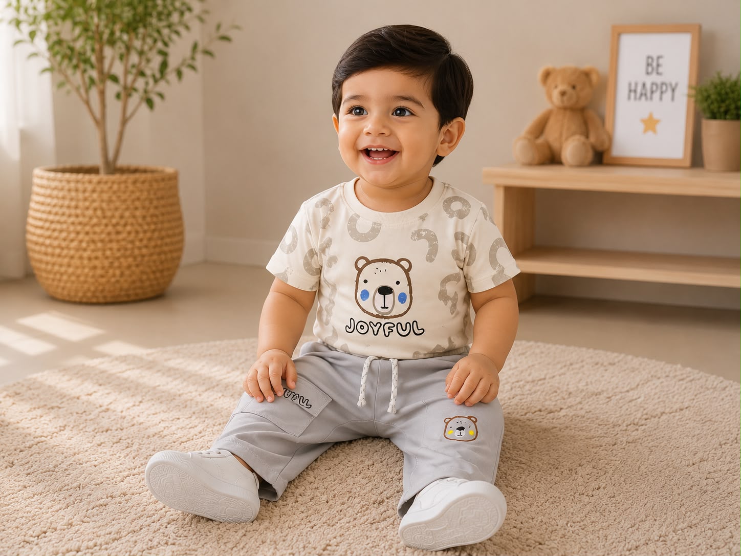 Baby Boy Cute Bear Printed Casual Wear Set