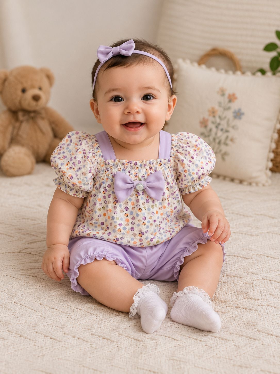 Lavender Blossom Baby Romper Set