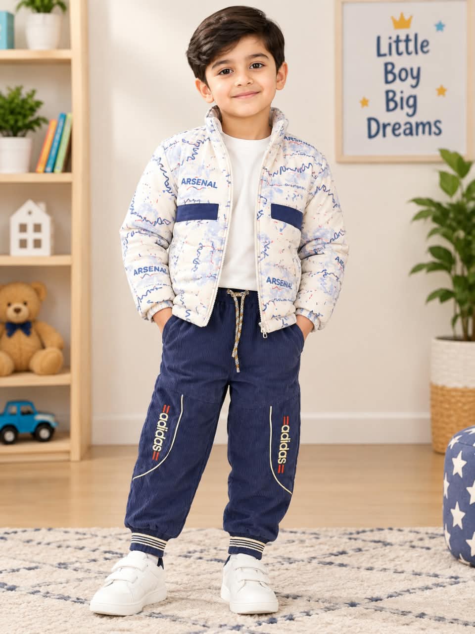 Premium Boys Parachute Jacket & Trouser Suit – Navy Blue