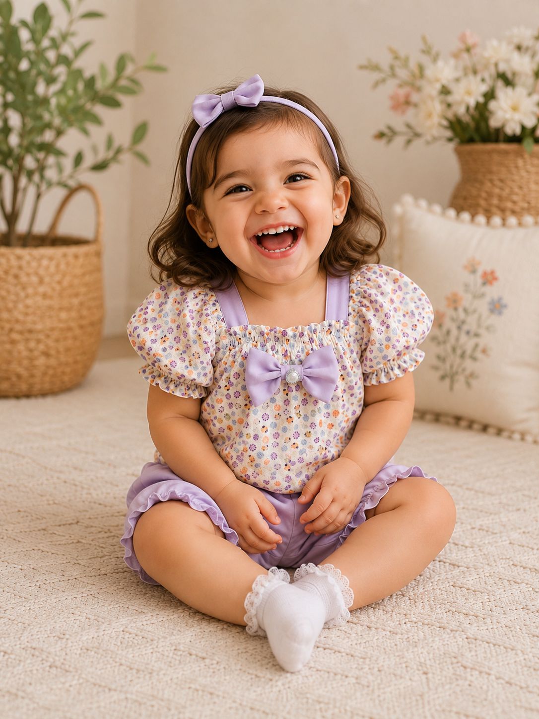 Lavender Blossom Baby Romper Set